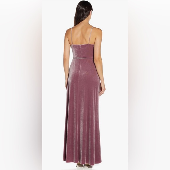 Adrianna Papell Women's Cowl Neck Velvet Gown, Antique Rose - Picture 2 of 8